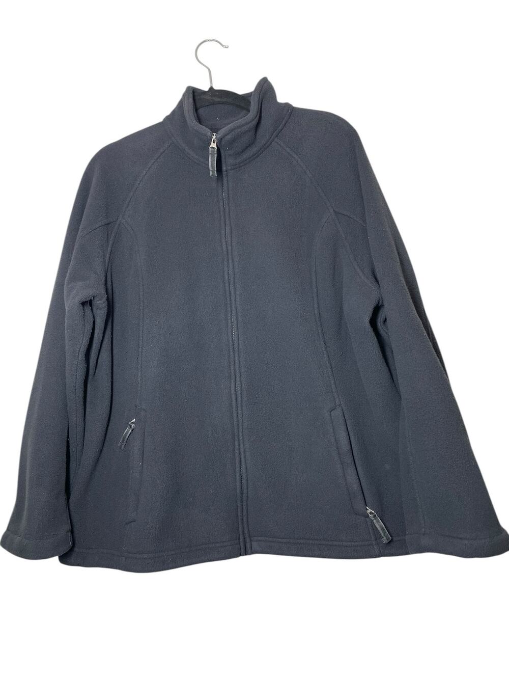 Lands' End Womens Black Fleece Jacket Size XL Thermacheck Full Zip